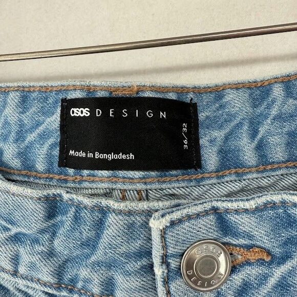 ASOS Design Jeans Womens Size 36 Waist Light Wash Wide Leg Inseam 32" High Waist - Picture 2 of 3